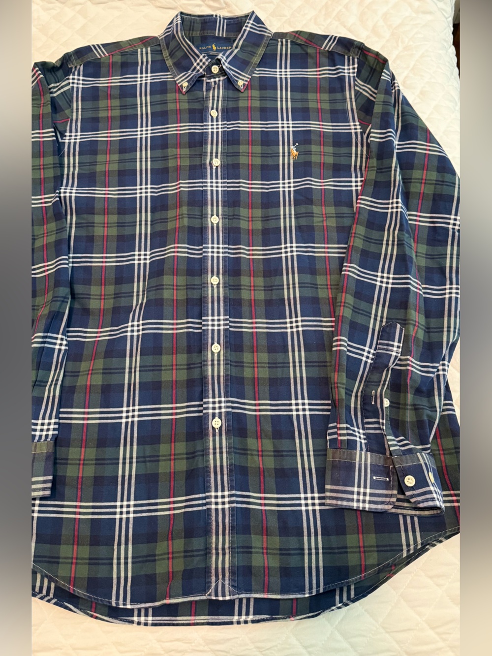 Ralph Lauren Navy, Red  & White Plaid Button-Down Shirt size L